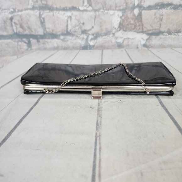 Vintage 50s/60s Black Patent Rectangle Clutch Purse - Picture 4 of 16